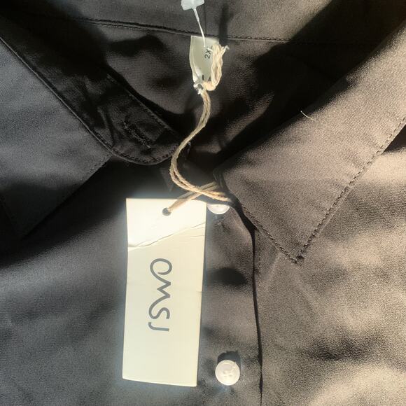 NWT OMSJ WOMEN'S BLACK LONG SLEEVE VERSATILE BUTTON FRONT BLOUSE SIZE 2XL - Picture 8 of 12